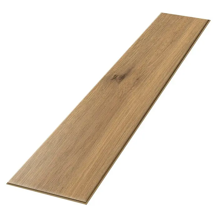 Egger Laminat Aquadura+ - Wildeiche natur, Landhausdiele, 1.292 x 193 x 7,5 mm - Nahaufnahme eines einzelnen Laminatbodens mit Holzmaserung und Klickverbindung.