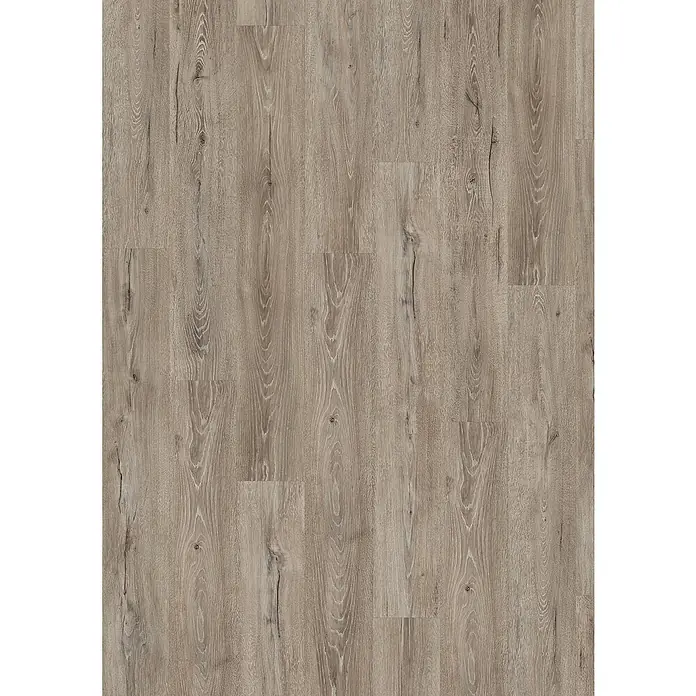 Egger Laminat Aquadura+ - Panora Eiche grau, Landhausdiele, 1.292 x 193 x 7,5 mm - Bild einer natürlich wirkenden, hellbraunen Laminatbodenfläche mit Holzmaserung. Die Oberfläche hat eine matte Textur.