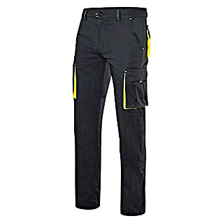 Velilla Pantalones de trabajo Stretch multibolsillos (44, Negro/Amarillo neón, 16% poliéster, 46% algodón, 38% EMET)