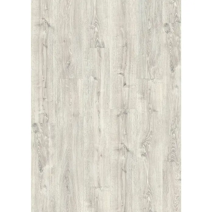 Egger Laminat Aquadura+ - Waltham Eiche weiss, Landhausdiele, 1.292 x 246 x 7,5 mm - Hochauflösendes Bild eines Laminatbodens in hellen Holztönen, ideal für moderne Innenräume. Die feine Maserung sorgt für eine natürliche Optik.