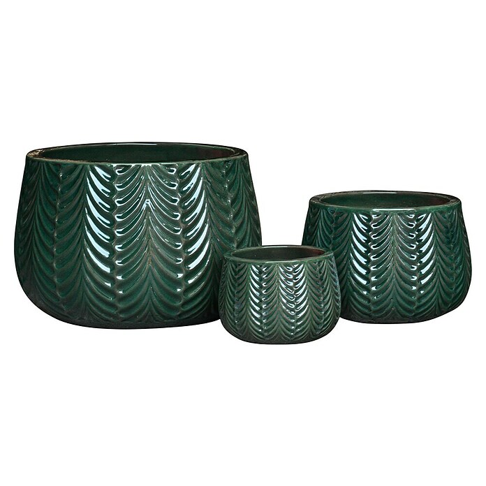 Okrasni lonec Flora  (Temno zelena, Ø x V: 29 x 18 cm) | 8454 - Light Pflanzgefäße | IAKB - Gefäße Outdoor | IAK - Gefässe,Deko outdoor, Zeitschriften | IA - Gartenhartware | I - Stadtgarten | BAUHAUS