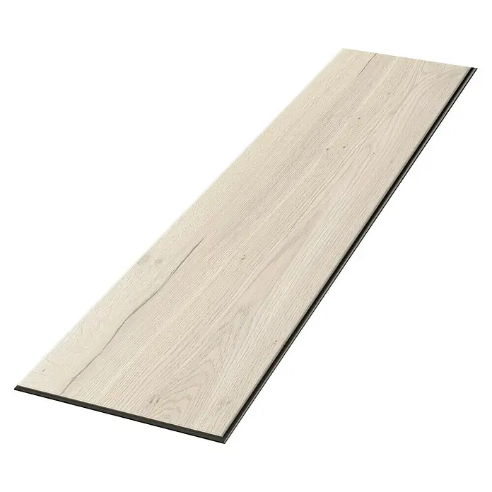 Egger Laminat Aquadura+ - Halifax Eiche creme, Landhausdiele, 1.292 x 246 x 7,5 mm - Eine einzelne helle Holzdiele mit dezenter Maserung, perfekt für moderne Inneneinrichtungen.