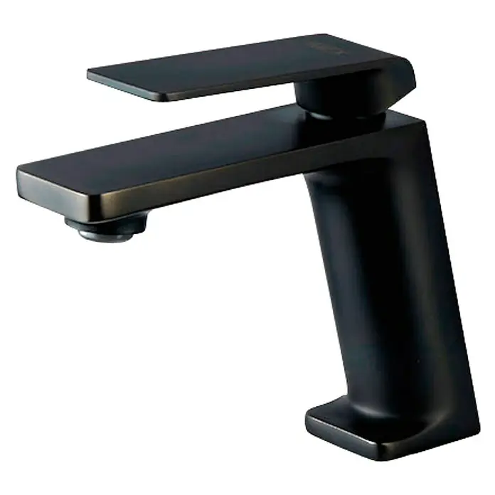 Imex Fiyi Grifo de lavabo - Negro, Mate - Elegante grifo negro con diseño moderno y plano. Ideal para baños y cocinas elegantes.