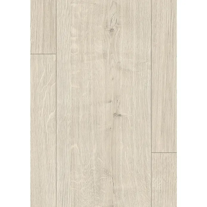 Egger Laminat Aquadura+ - Berdal Eiche weiss, Landhausdiele, 1.292 x 193 x 7,5 mm - Nahaufnahme von hellem Laminatboden mit natürlicher Holzmaserung und dezenter Farbgebung. Ideal für moderne Wohnräume.