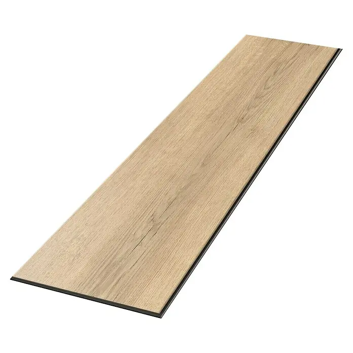 Egger Laminat Aquadura+ - Savona Eiche sand, Landhausdiele, 1.292 x 246 x 7,5 mm - Abbildung einer einzelnen Diele aus hellem Laminatboden, die die Holzmaserung und die Textur des Produkts hervorhebt.