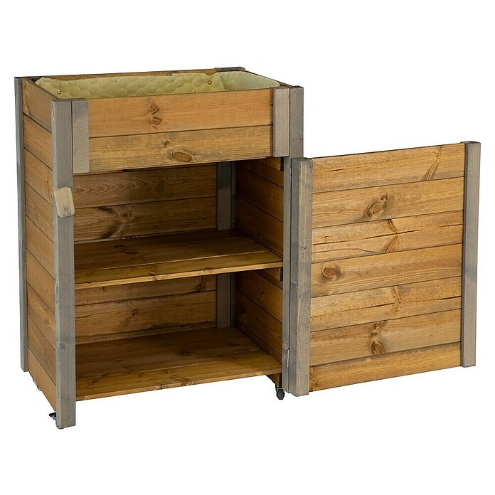 Dobar Hochbeet rollbarer Gartenschrank (60 x 39 x 80 cm, Holz, Braun) | BAUHAUS