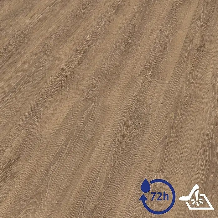 Egger Laminat Aquadura+ - Capri Eiche braun, Landhausdiele, 1.292 x 193 x 7,5 mm - Hochwertiges Laminat mit Holzoptik. Robust und pflegeleicht für ein stilvolles Zuhause. Das Laminat ist widerstandsfähig gegen Feuchtigkeit.