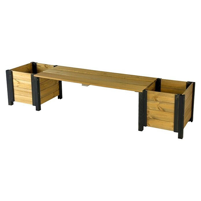 Dobar Gartenbank mit Blumenkästen (B x T x H: 180 x 40 x 39,5 cm, Fichte, Schwarz/Braun) | BAUHAUS