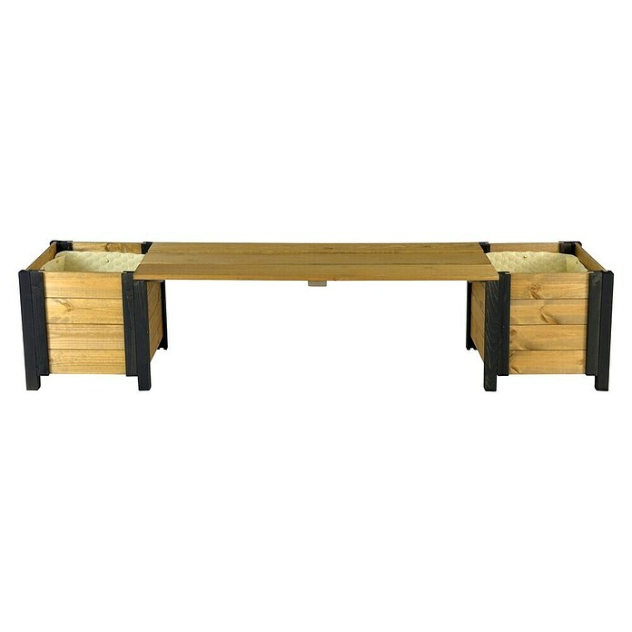 Dobar Gartenbank mit Blumenkästen (B x T x H: 180 x 40 x 39,5 cm, Fichte, Schwarz/Braun) | BAUHAUS