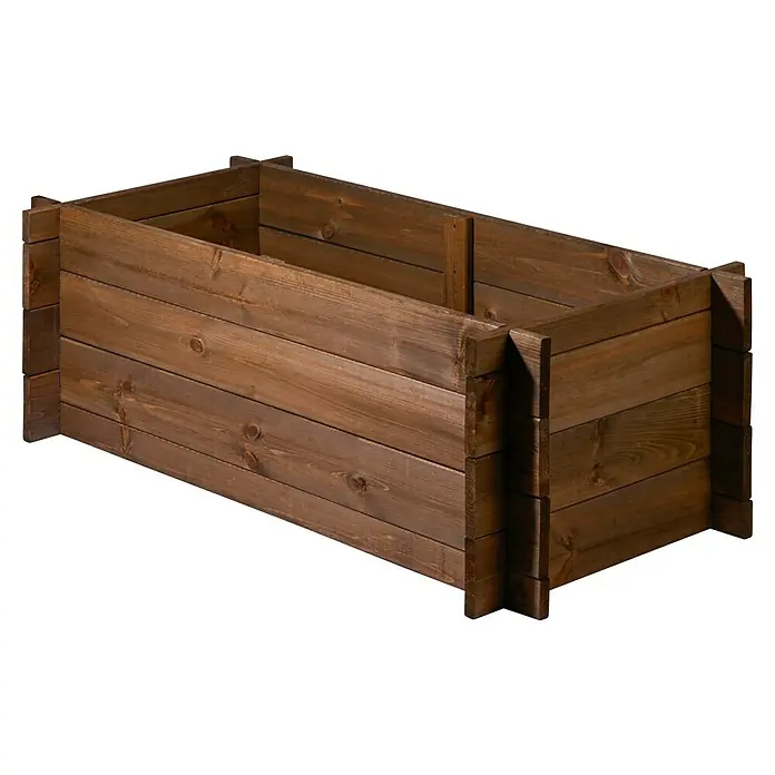 Dobar Hochbeet L - 117 x 58,5 x 38,5 cm, Holz, Teak - Braunes rechteckiges Hochbeet aus Holz für den Garten.
