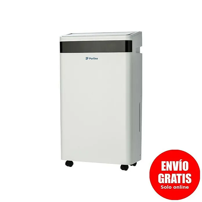 Purline Deshumidificador eléctrico Dryos 20 - 440 W, Potencia de deshumidificación: 20 l/día, L x An x Al: 35 x 20 x 60 cm, Blanco - Deshumidificador blanco "Purline" con ruedas para fácil movilidad, ideal para un ambiente interior agradable.