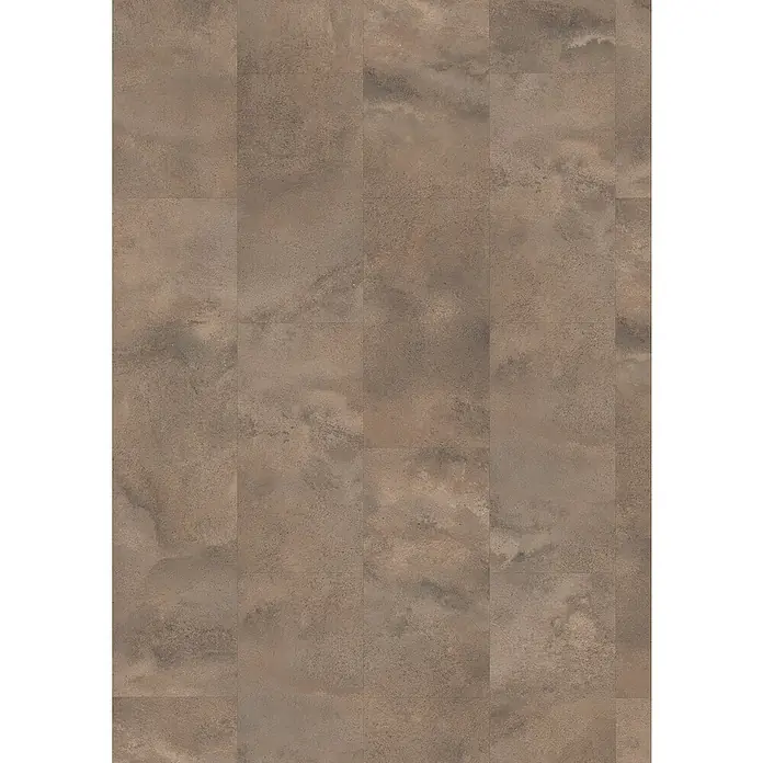 Egger Laminat Aquadura+ - Titanit sandbeige, 1.292 x 327 x 7,5 mm - Ein Muster aus braunen Bodenfliesen mit einer ungleichmäßigen Textur, die eine natürliche Steinoptik erzeugt. Ideal für moderne Innenräume.
