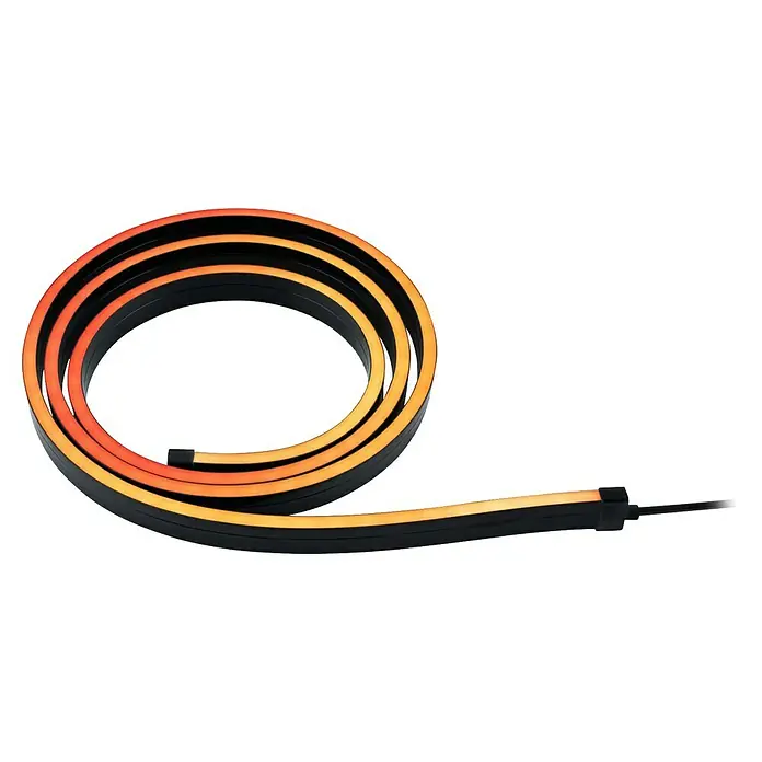 Paulmann Set de tiras LED neón - Largo: 150 cm, Color de luz: RGB, 3 W, 5 V - Esta imagen muestra una tira de luz LED flexible enrollada en forma de anillo. Ideal para iluminación decorativa e instalaciones modernas.