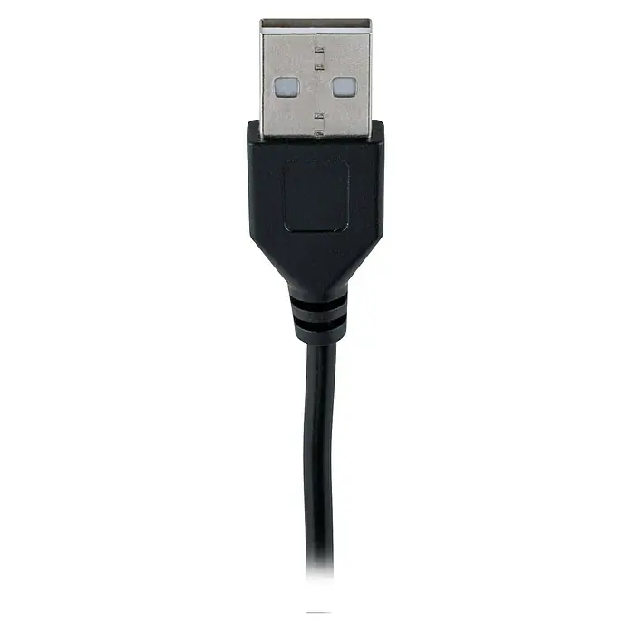 Paulmann LED-Band Black Neon - Länge: 300 cm, Lichtfarbe: RGB, 5 W, 5 V - Nahaufnahme eines USB-A-Steckers mit schwarzem Gehäuse und Kabel. Das Metall des Steckers ist gut sichtbar.