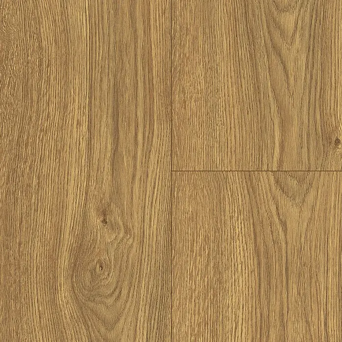 Egger Laminat NatureSense - Asgil Eiche honig, Landhausdiele, 1.292 x 193 x 8 mm - Nahaufnahme von Laminatboden in einem warmen Holzton, der eine natürliche und einladende Atmosphäre schafft. Ideal für Wohnräume.