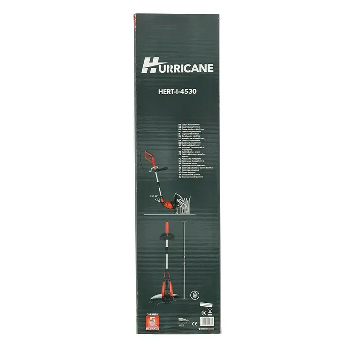 Hurricane Elektro-Rasentrimmer HERT-I-4530 - 450 W, Schnittbreite Faden: 30 cm - Ein Hurricane HERT-I-4530 Elektro Rasentrimmer, der auf der Verpackung abgebildet ist.