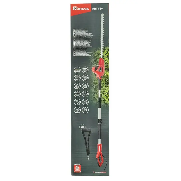 Hurricane Elektro-Heckenschere HHT-I-60 - 600 W, Schnittlänge: 51,5 cm, Max. Aststärke: 20 mm - Die Hurricane HHT-I-60 Elektro Teleskop Heckenschere, ideal für präzise und bequeme Gartenarbeit durch ihre hohe Reichweite.