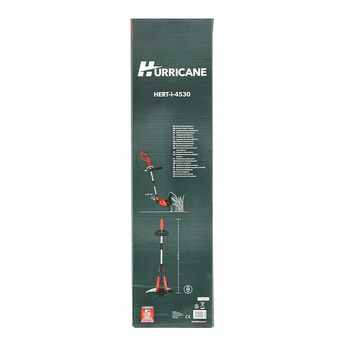 Hurricane Ersatzspule - Fadenlänge: 4 m, Fadenstärke: 1,4 mm - Produktverpackung für HURRICANE HERT-I-4530 Elektro Rasentrimmer, mit Produktbildern und Beschreibungen.