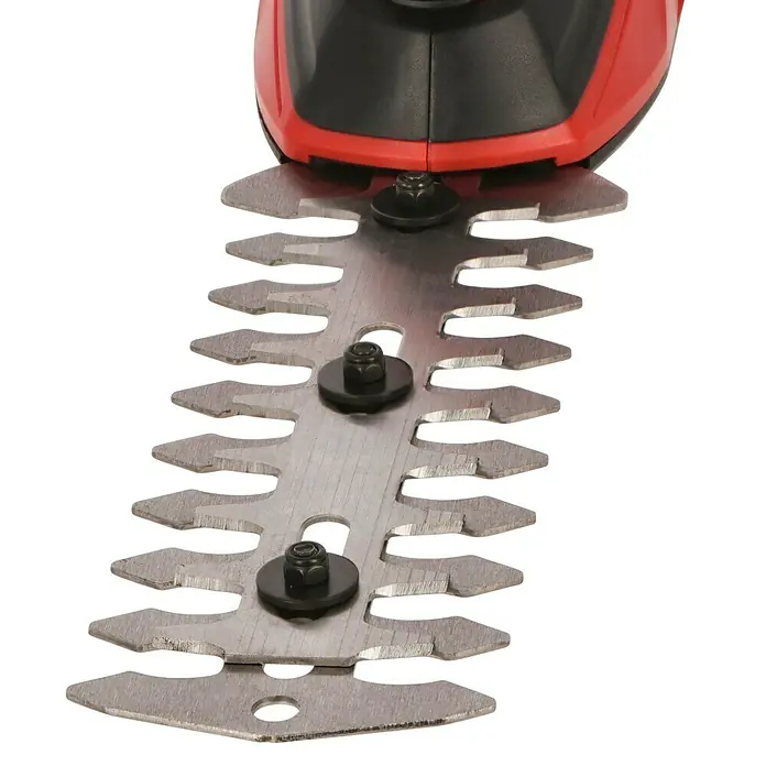 Hurricane Akku-Gras- & Strauchschere HGS-I-55.1 - 3,6 V, Li-Ionen, 1 Akku, Schwertbreite: 9 cm - Detailaufnahme der Klinge einer Heckenschere. Präzise Schnitte für einen perfekten Heckenschnitt.