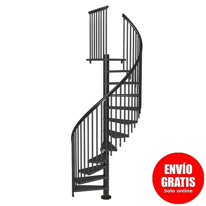 Sogem Escalera de caracol Calgary (Diámetro: 140 cm, Color peldaños: Negro, Altura de planta: 244,8 cm - 280,8 cm) | BAUHAUS