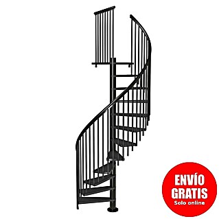 Sogem Escalera de caracol Calgary (Diámetro: 140 cm, Color peldaños: Negro, Altura de planta: 244,8 cm - 280,8 cm)