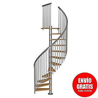 Sogem Escalera de caracol Calgary (Diámetro: 140 cm, Color peldaños: Marrón, Altura de planta: 244,8 cm - 280,8 cm)