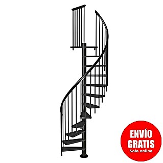 Sogem Escalera de caracol Calgary (Diámetro: 120 cm, Color peldaños: Negro, Altura de planta: 244,8 cm - 280,8 cm)