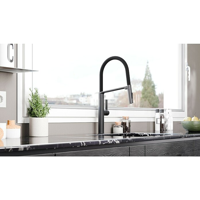Grifo de cocina flexible Tokyo (Antracita, Mate) | BAUHAUS