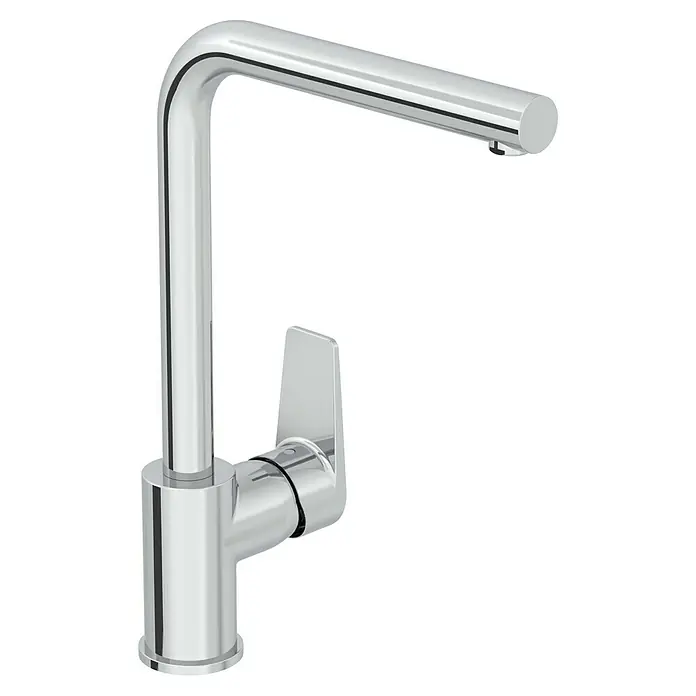 VitrA Flow Square Spültischarmatur - Chrom, Glänzend - Küchenarmatur aus poliertem Chrom mit hohem U-Auslauf und Einhebelgriff.