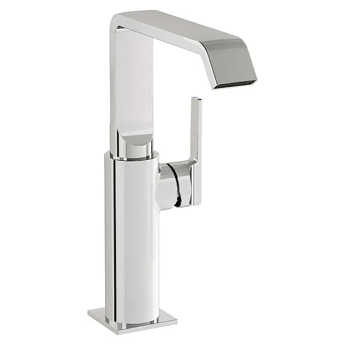 VitrA Suit Waschtischarmatur - Chrom, Glänzend, Ohne Zugstange, Höhe: 25,7 cm - Moderner polierter Chrom-Einhebelmischer mit rechteckigem Auslauf.
