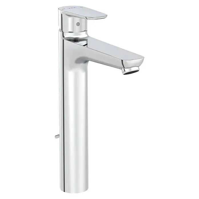VitrA Flow Soft Waschtischarmatur - Höhe: 29,3 cm, Mit Zugstange, Chrom - Moderner Einhebel-Waschtischmischer aus poliertem Chrom.
