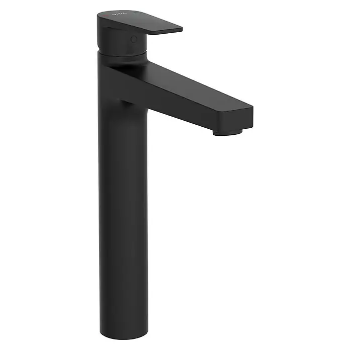 VitrA Flow Square Waschtischarmatur - Schwarz, Matt, Höhe: 30 cm, Ohne Zugstange - Hoher, mattschwarzer Einhebel-Waschtischmischer mit rechteckigem Auslauf.