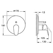 VitrA Flow Round UP-Badewannenarmatur (Chrom, Glänzend) | BAUHAUS