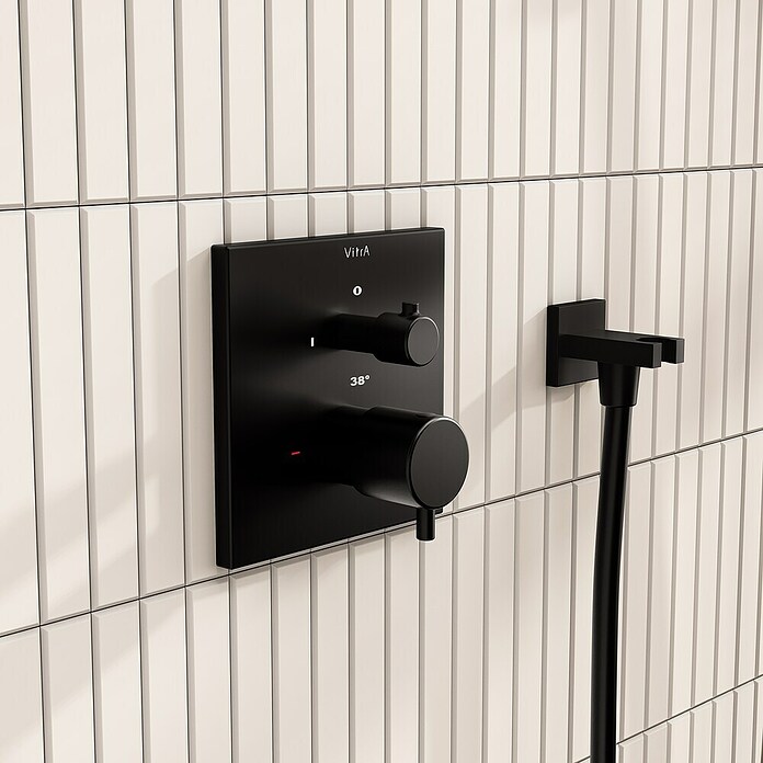 VitrA Flow Square UP-Badewannenarmatur (Ausladung Armatur: 89 mm, Schwarz, Matt) | BAUHAUS