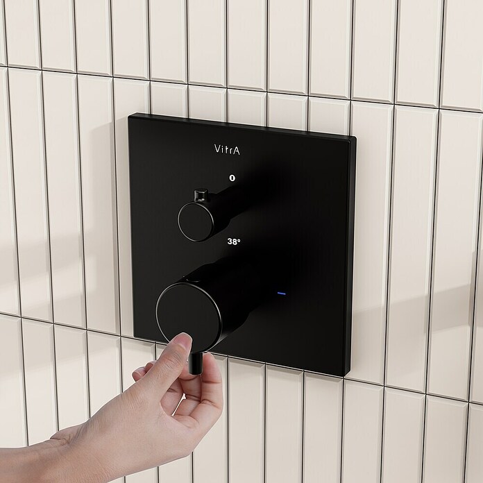 VitrA Flow Square UP-Badewannenarmatur (Ausladung Armatur: 89 mm, Schwarz, Matt) | BAUHAUS