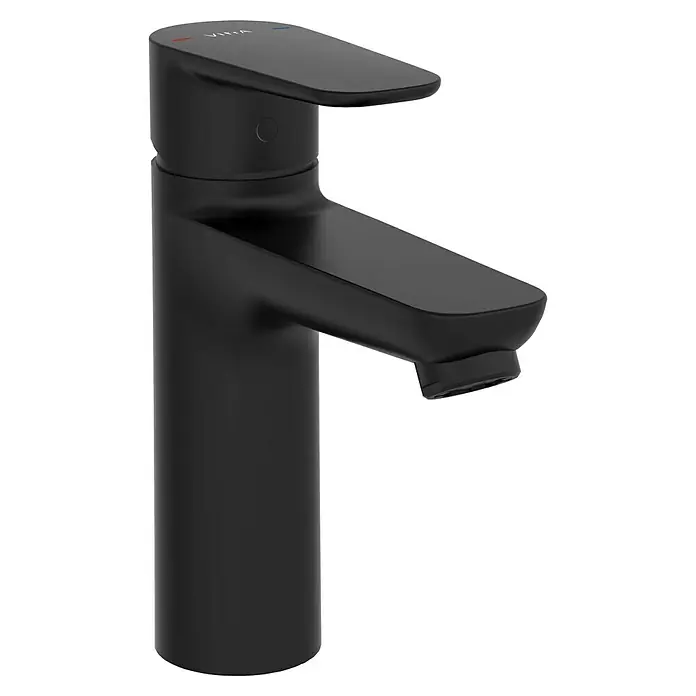 VitrA Flow Soft Waschtischarmatur - Schwarz, Höhe: 17 cm, Ohne Zugstange - Mattschwarze Einhebelarmatur für moderne Bäder oder Küchen.