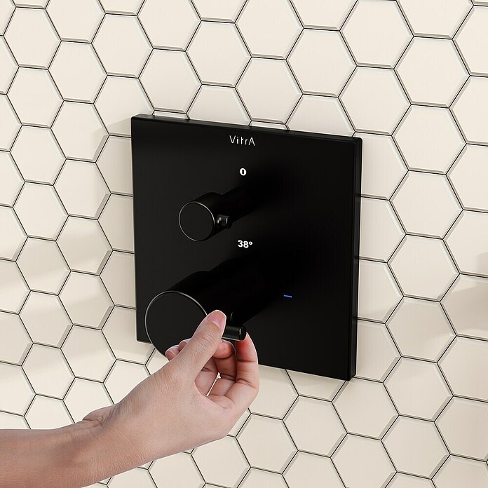 VitrA Flow Square UP-Badewannenarmatur (Ausladung Armatur: 91 mm, Schwarz, Matt) | BAUHAUS