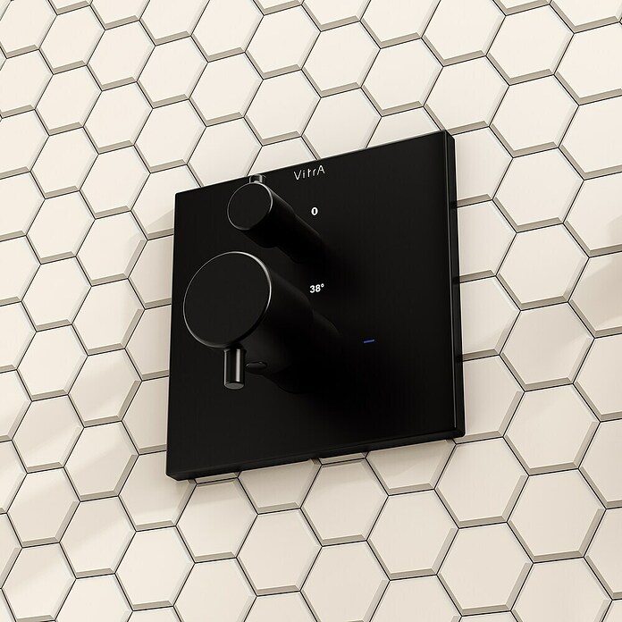 VitrA Flow Square UP-Badewannenarmatur (Ausladung Armatur: 91 mm, Schwarz, Matt) | BAUHAUS