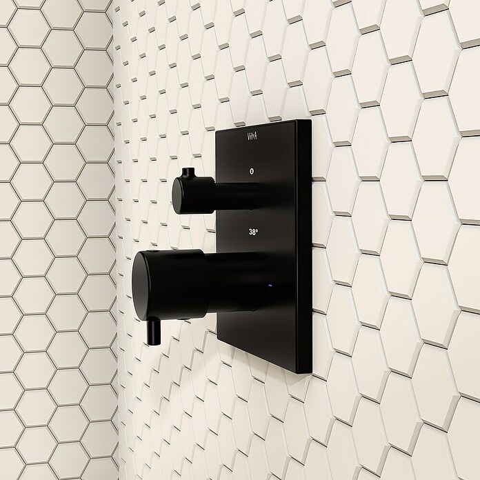 VitrA Flow Square UP-Badewannenarmatur (Ausladung Armatur: 91 mm, Schwarz, Matt) | BAUHAUS