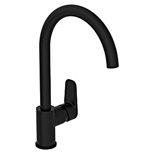 VitrA Flow Soft Spültischarmatur (Fester Auslauf, Schwarz, Matt, Höhe: 35,2 cm)