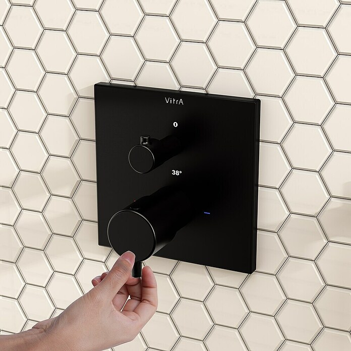 VitrA Flow Square UP-Badewannenarmatur (Ausladung Armatur: 91 mm, Schwarz, Matt) | BAUHAUS
