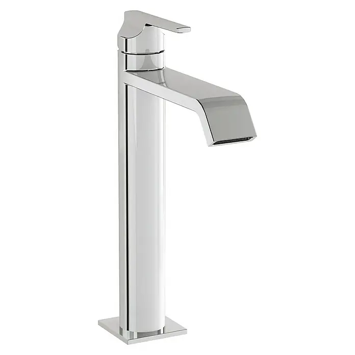 VitrA Suit Waschtischarmatur - Chrom, Glänzend, Höhe: 26,4 cm - Hoher, moderner Chrom-Waschtischmischer mit Einhebelgriff und flachem Auslauf.