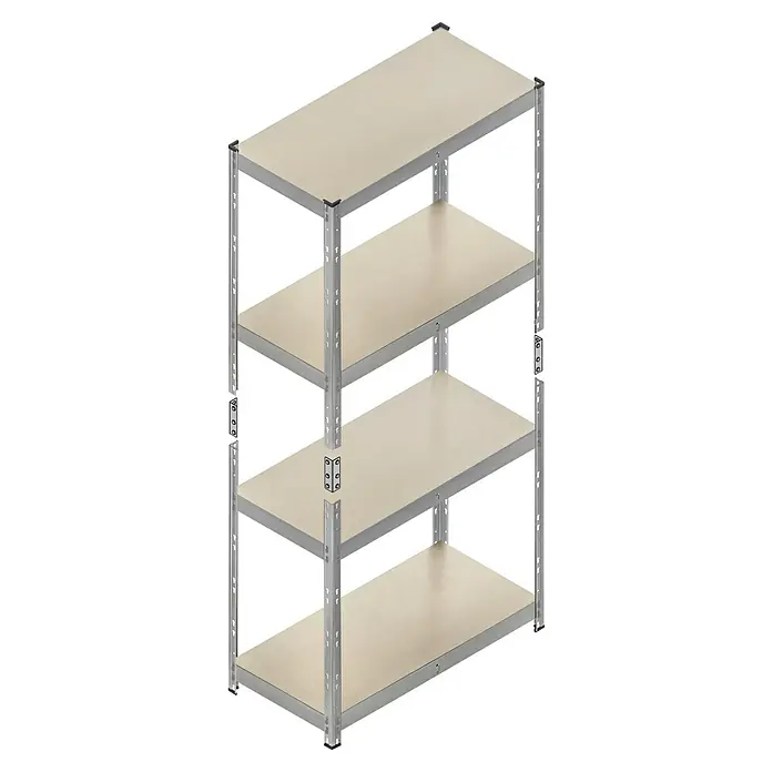 Regalux Metallregal - H x B x T: 76 x 76 x 38 cm, Traglast pro Boden: 140 kg, Anzahl Böden: 2 Stk., Stecken, Grau - Ein Metallregal mit vier hellen Holzregalböden. Das Regal ist ideal zur Aufbewahrung und Organisation von Gegenständen in verschiedenen Umgebungen.