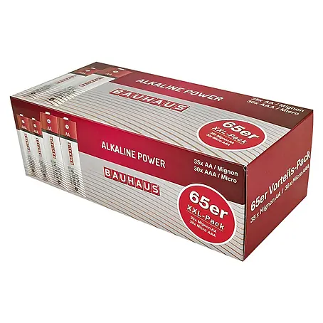 BAUHAUS  Alkaline-Batterie 65er-Pack AAA Micro + AA Mignon