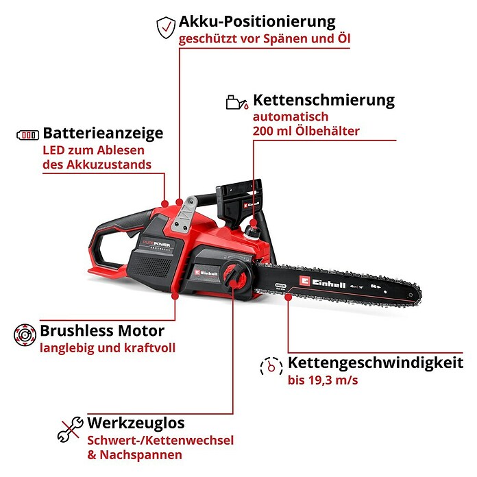 Einhell Professional Akku-Kettensäge GP-LC 36/40 (36 V, Li-Ionen, Ohne Akku, Schwertlänge: 40 cm) | BAUHAUS
