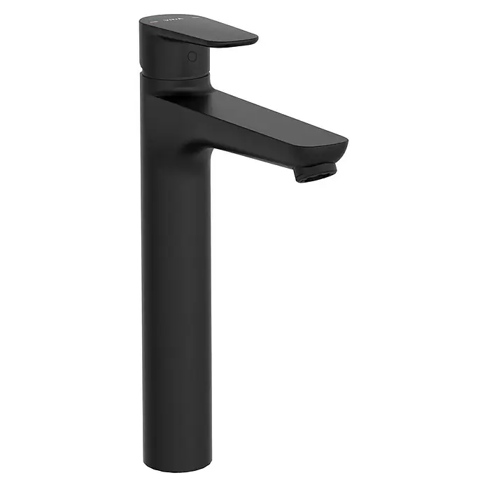 VitrA Flow Soft Waschtischarmatur - Höhe: 29,3 cm, Ohne Zugstange, Schwarz - Mattschwarze Einhebel-Waschtischarmatur.