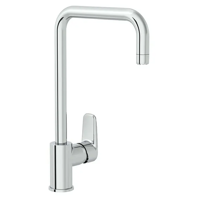 VitrA Flow Soft Spültischarmatur - Chrom, Glänzend - Polierte Chrom-Küchenarmatur mit hohem Auslauf und Einhebelmischer.