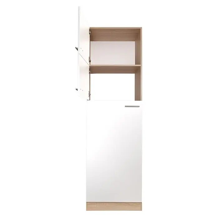 Respekta Merle Kühlumbauschrank - B x T x H: 60 x 60 x 200 cm, Weiß - Weißer Schrank mit offenem Oberteil und geschlossenem Unterteil, der Stauraum bietet und sich gut in moderne Einrichtungen einfügt.