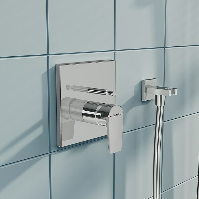 VitrA Flow Square UP-Badewannenarmatur (Ausladung Armatur: 90 mm, Chrom, Glänzend) | BAUHAUS
