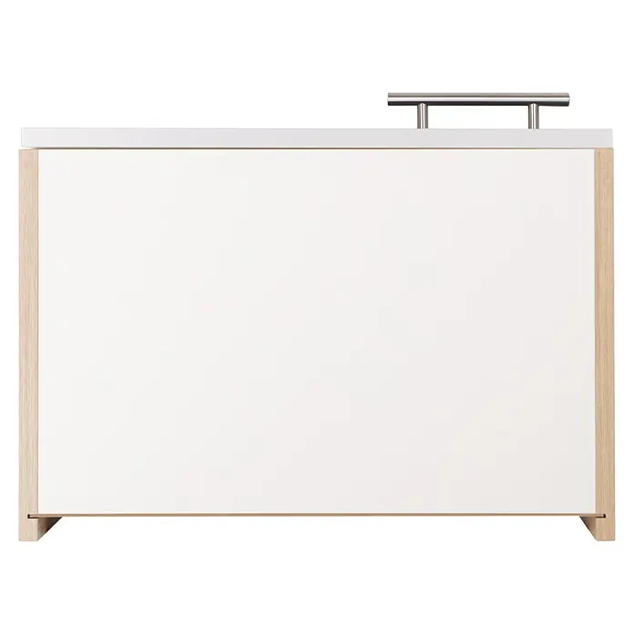 Respekta Merle Küchen-Hängeschrank - B x T x H: 50 x 34,6 x 56,1 cm, Weiß - Ein rechteckiger, gerahmter Whiteboard mit Beleuchtung oben, ideal für Präsentationen und Notizen im Büro oder zu Hause.